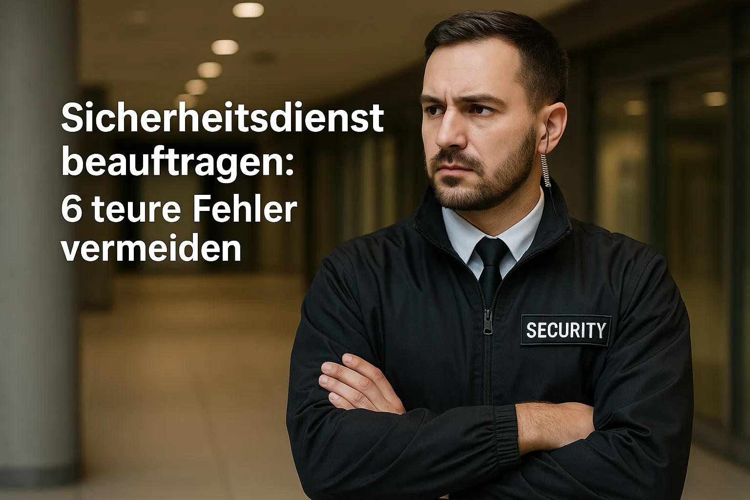 Slug: sicherheitsdienst-beauftragen-fehler-vermeiden
Meta Title: Sicherheitsdienst beauftragen: 6 teure Fehler vermeiden
Meta Description: Wir zeigen, welche Fehler bei der Wahl eines Sicherheitsdienstes teuer werden. Erfahren Sie, worauf es wirklich ankommt. Jetzt informieren!
bitte unbedingt ein fotorealistisches, deznt profesisonelles und vor allem THEMENPASSENDES Bild