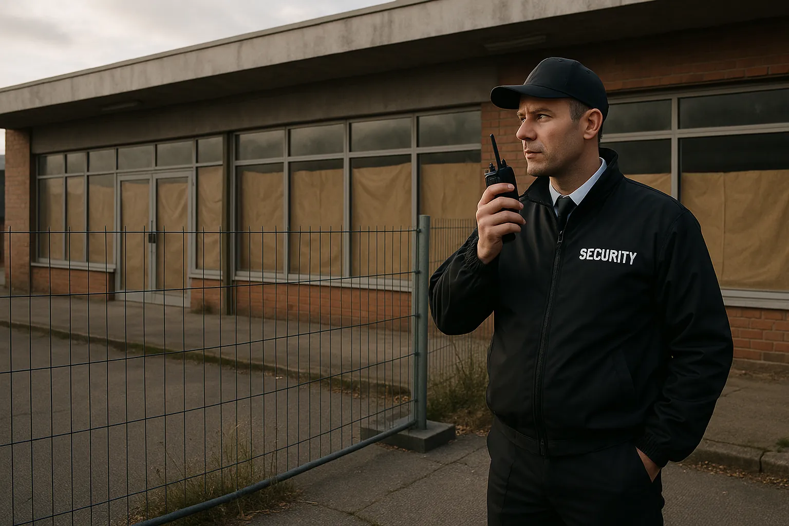 Slug: sicherheitsdienst-leerstand-gewerbeimmobilien
Meta Title: Leerstand sichern: Objektschutz für Gewerbeimmobilien
Meta Description: Wann lohnt sich professioneller Objektschutz bei Leerstand? Wir vergleichen Eigenleistung vs. Sicherheitsdienst und zeigen klare Entscheidungskriterien.
fotorealistisches bild, bitte themen passend und ohne text um fehler zu vermeiden. Bitte themen passend und kein generiches bild